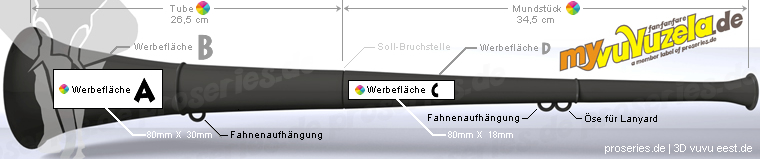vuvuzela, 2-teilig, individuell mit firmenlogo und in firmenfarben