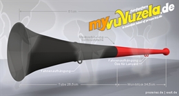 original my vuvuzela, 2-teilig, schwarz | rot